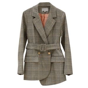 Checked Blazer with belt